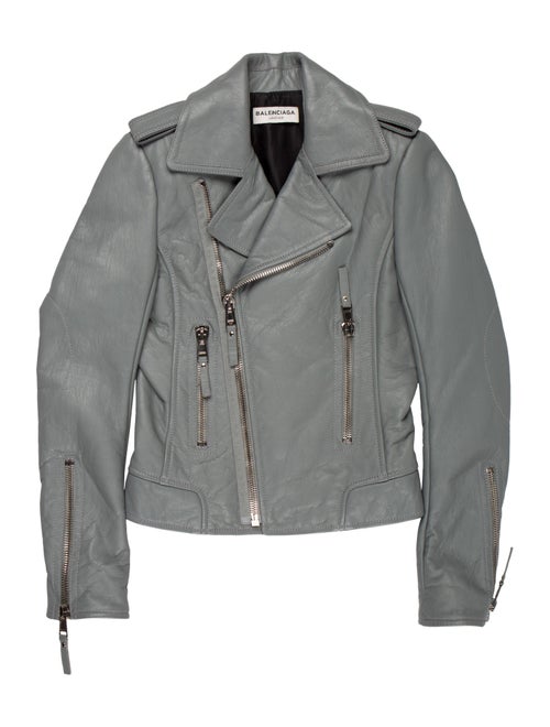 Balenciaga Leather Motorcycle Jacket Grey