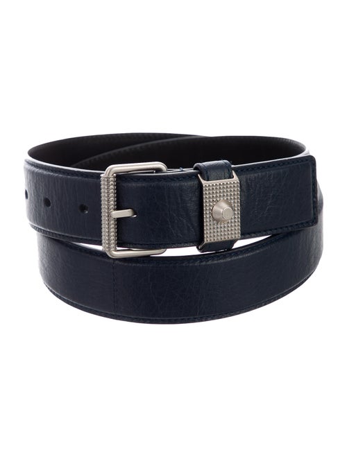 Balenciaga Leather Buckle Belt navy