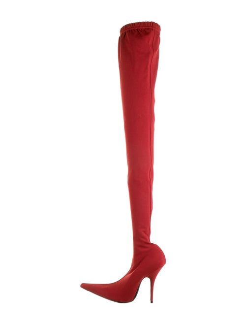 Balenciaga Knit Over-The-Knee Boots Red