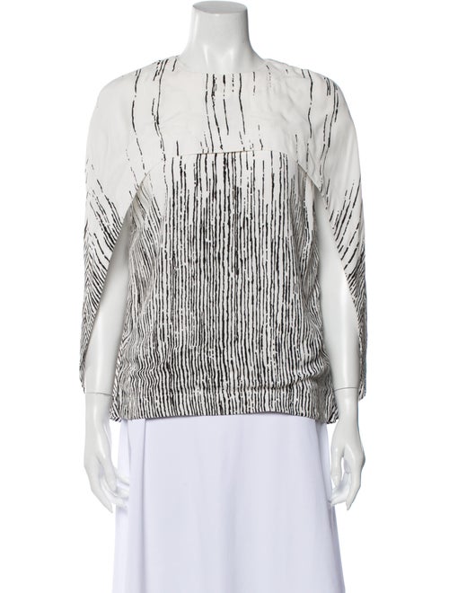 Balenciaga Printed Crew Neck Blouse White