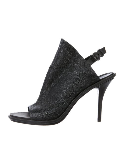 Balenciaga Leather Slingback Booties Black