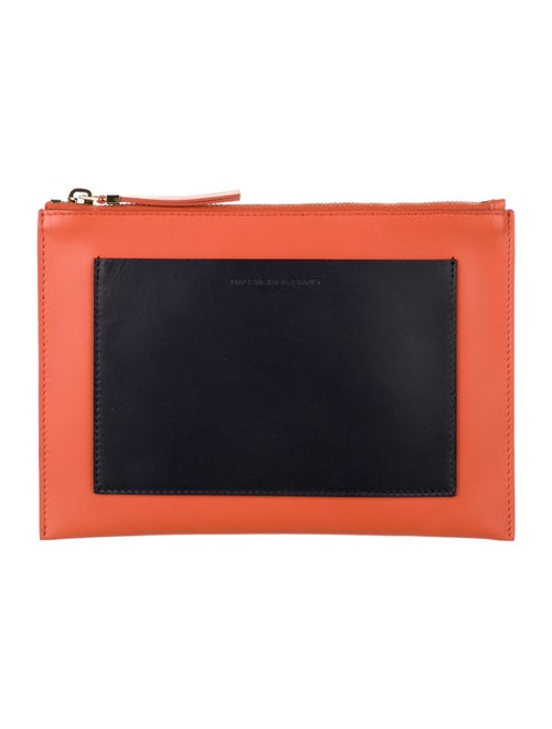 Balenciaga Leather Zip Pouch Orange