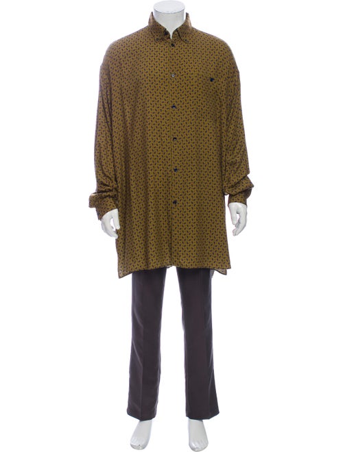 Balenciaga 2017 Paisley Print Shirt Brown
