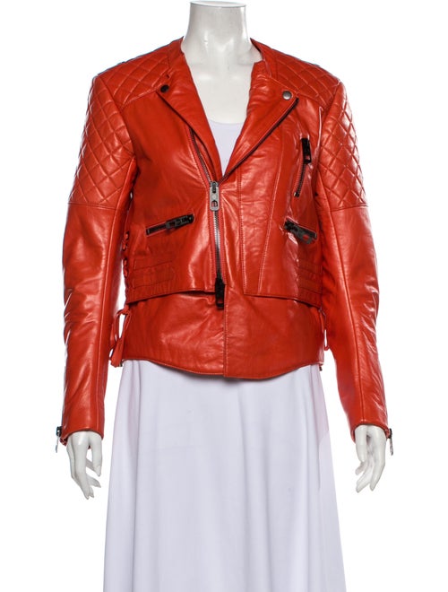 Balenciaga Leather Biker Jacket Orange