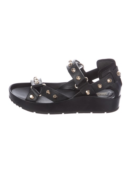 Balenciaga Leather Studded Accents Sandals Black