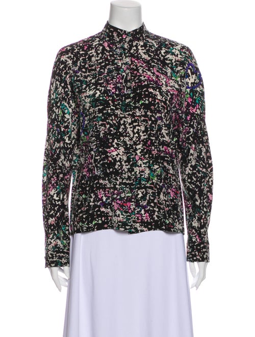 Balenciaga Silk Floral Print Blouse Black