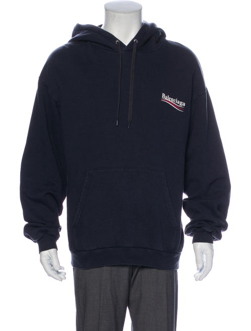Balenciaga 2018 Graphic Print Hoodie Blue