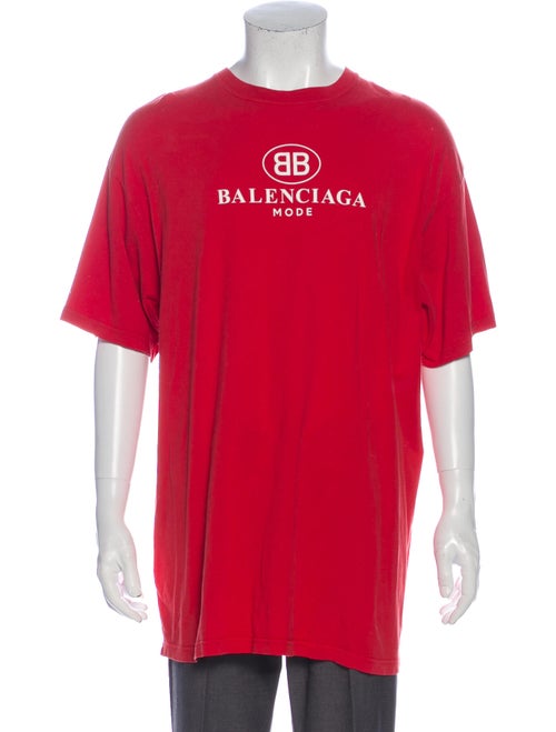 Balenciaga Graphic Print Crew Neck T-Shirt Red