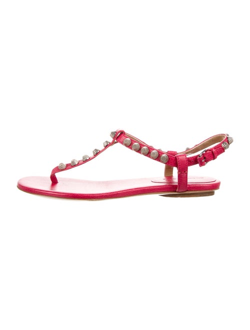 Balenciaga Leather Studded Accents T-Strap Sandals