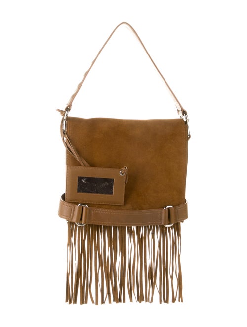 Balenciaga Suede Fringe Shoulder Bag Brown