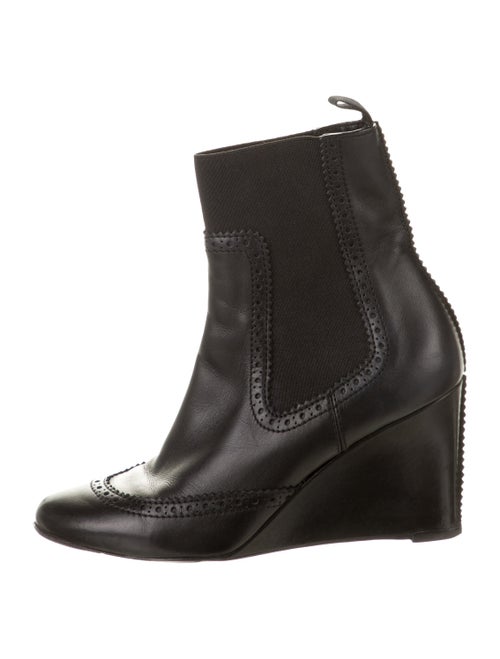 Balenciaga Leather Wedge Booties Black
