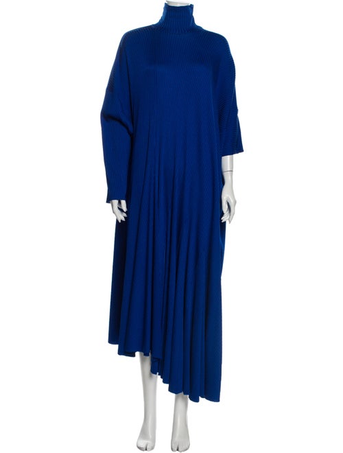 Balenciaga Turtleneck Long Dress Blue