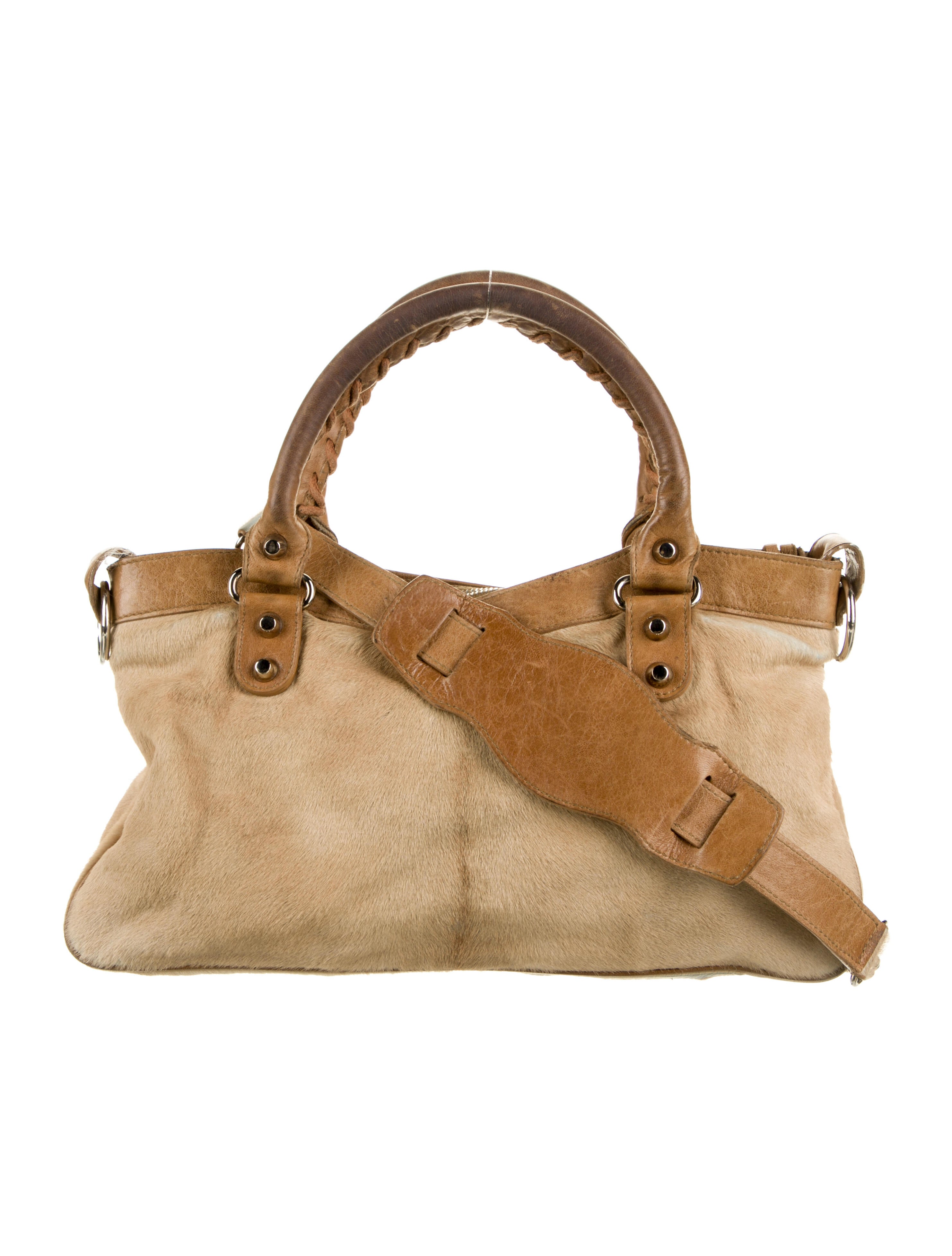 BALENCIAGA バレンシアガ　クラッシックブリッジショルダブラウン 超美品 Balenciaga Pony Hair Motocross City Bag - Neutrals Handle Bags