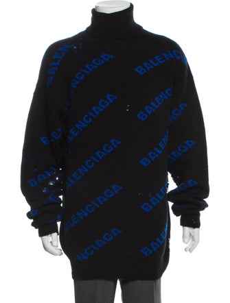 Balenciaga Virgin Wool Graphic Print Pullover