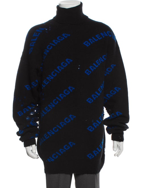 Balenciaga Virgin Wool Graphic Print Pullover