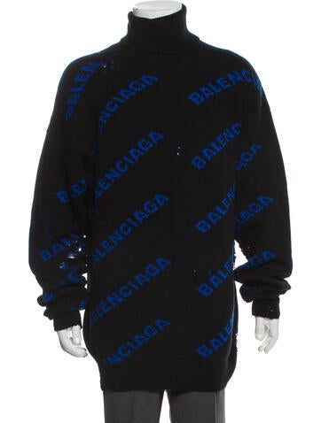 Balenciaga Sweaters Virgin Wool Graphic Print Pullover XS