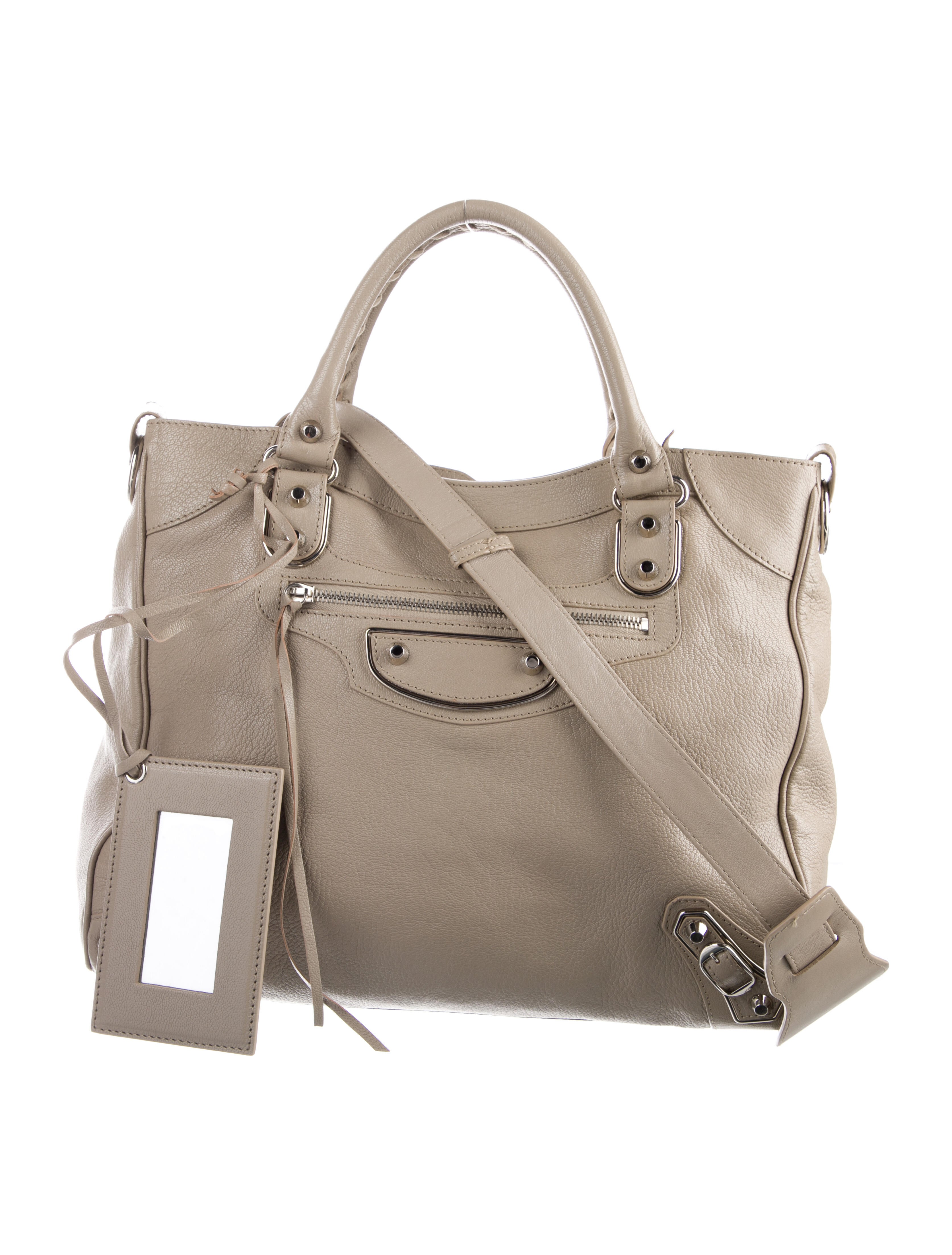 Balenciaga Chevre Metallic Edge Velo Bag Neutrals Handle Bags