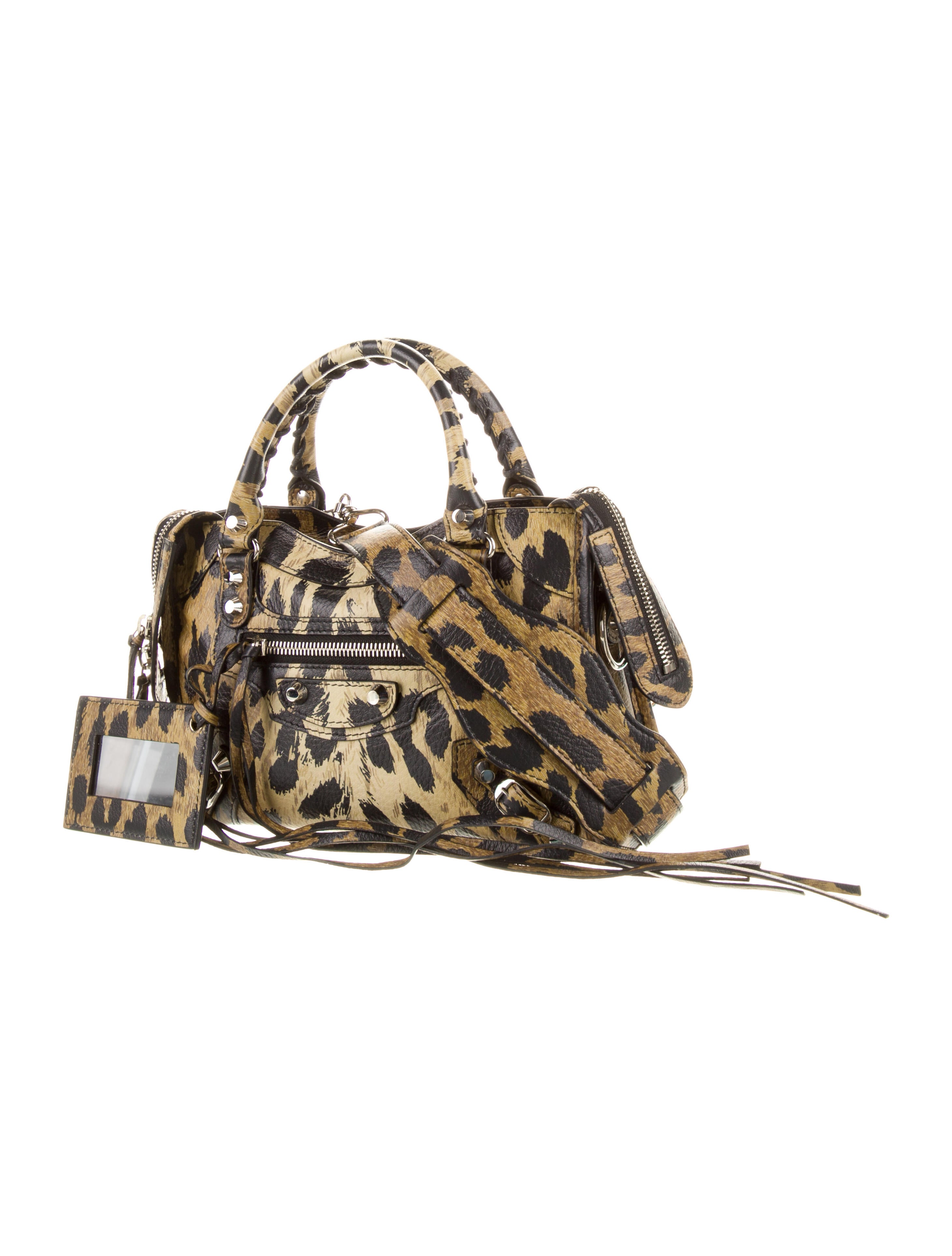BALENCIAGA BB柄 ショルダーバッグ Balenciaga Leopard Motocross Classic Mini City Bag - Neutrals