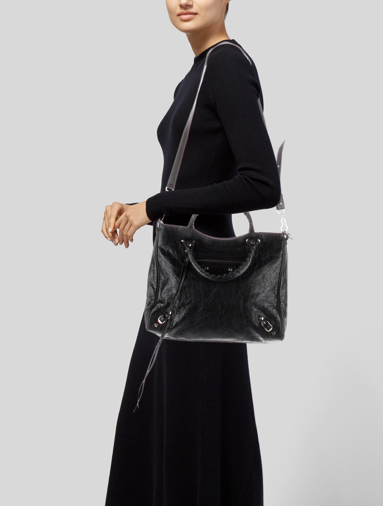 Balenciaga Motocross Classic Velo Bag Black Handle Bags, Handbags