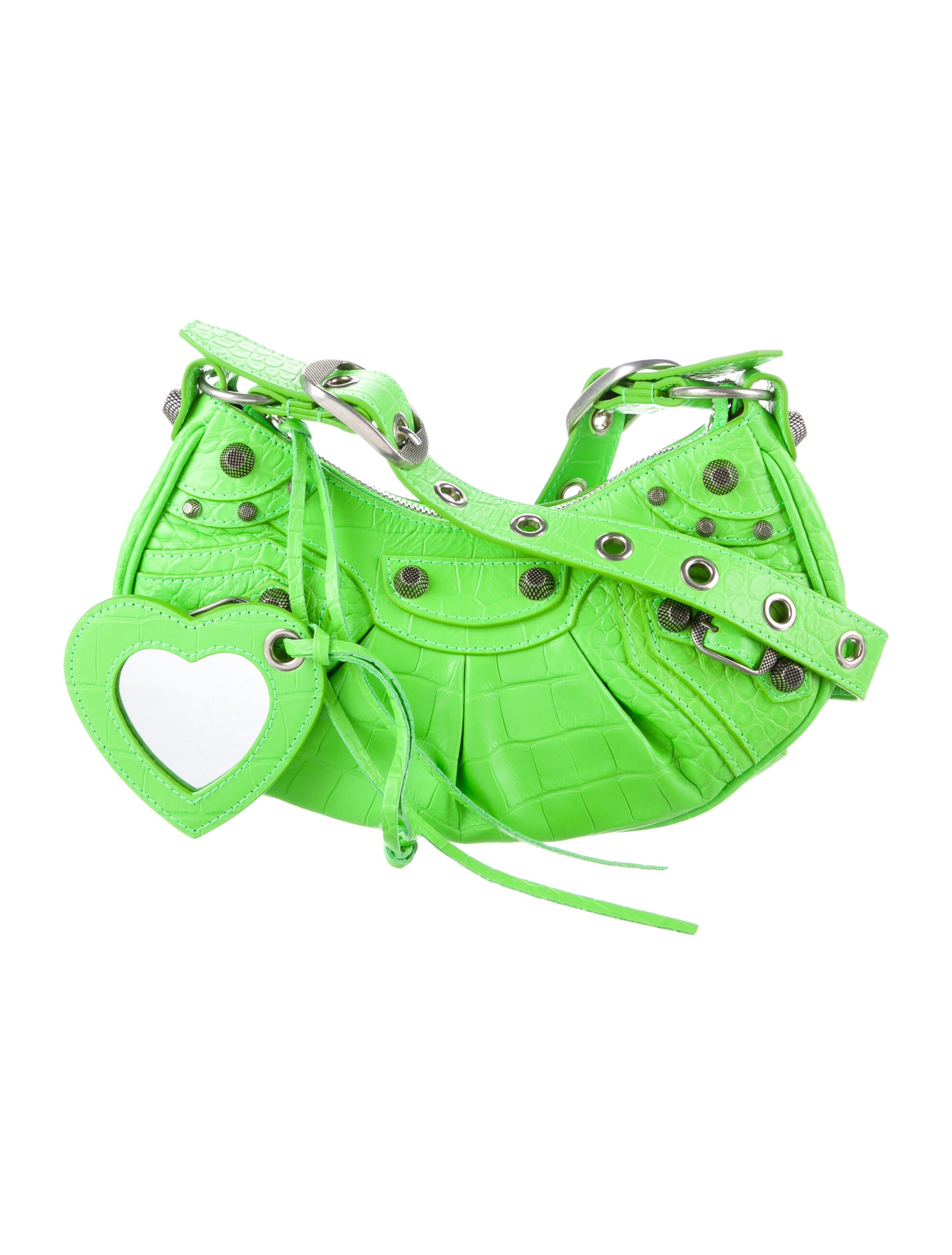 Balenciaga 2022 Embossed Le Cagole XS Shoulder Bag Green Crossbody