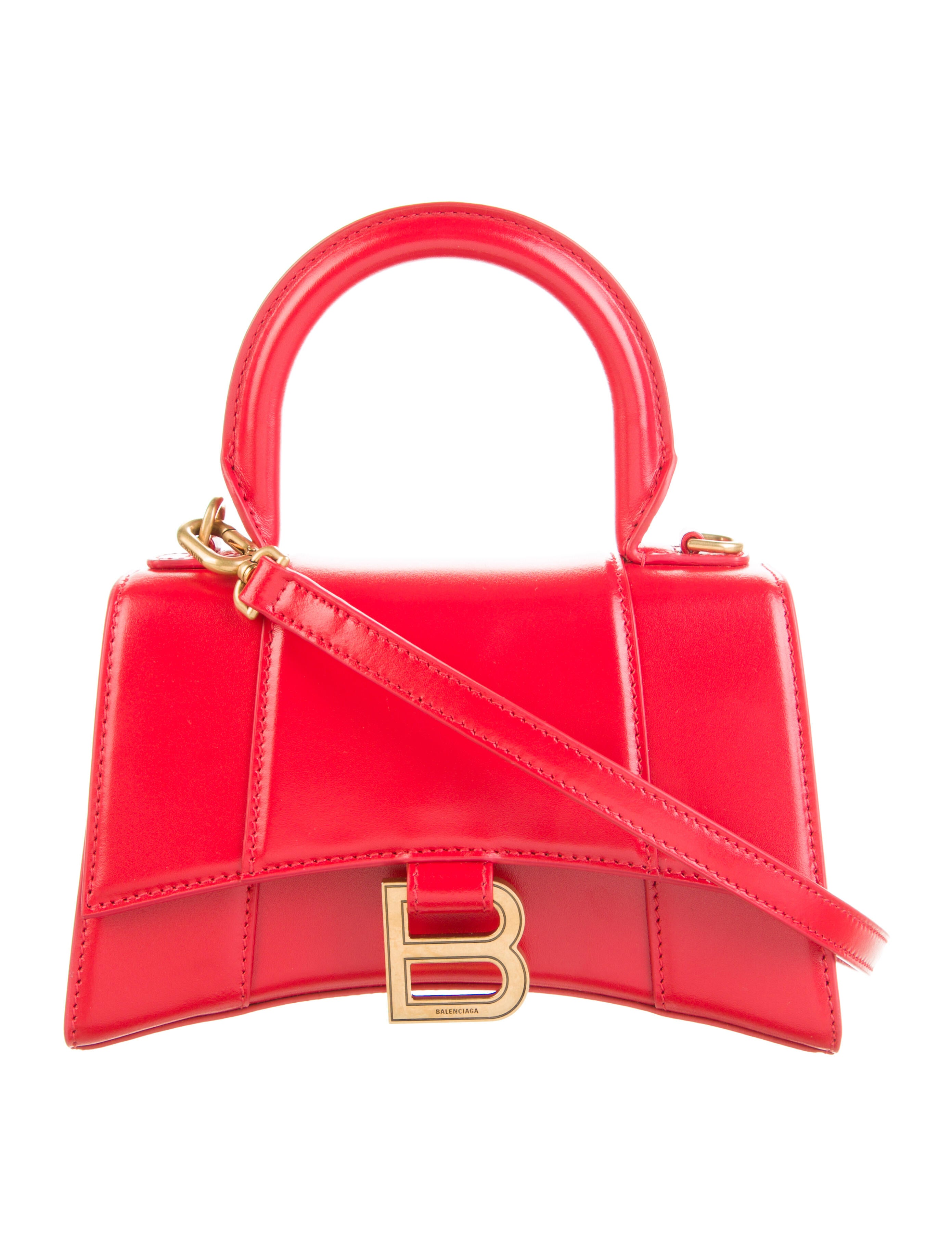 Balenciaga Hourglass Top Handle Bag XS Red Mini Bags, Handbags