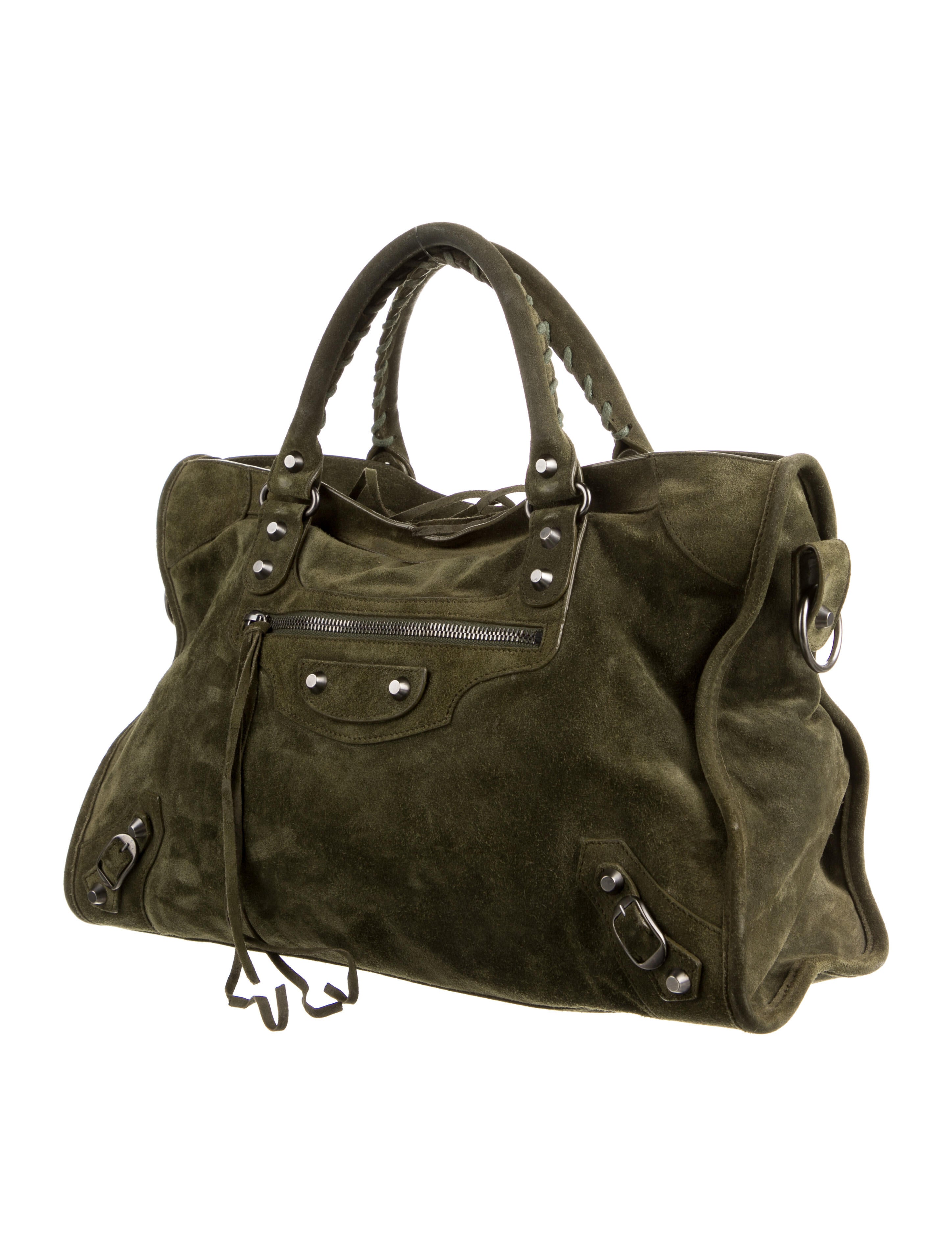 バッグ A/W2010 balenciaga suede drop bucket Balenciaga Motocross Classic Suede City Bag - Green Shoulder Bags