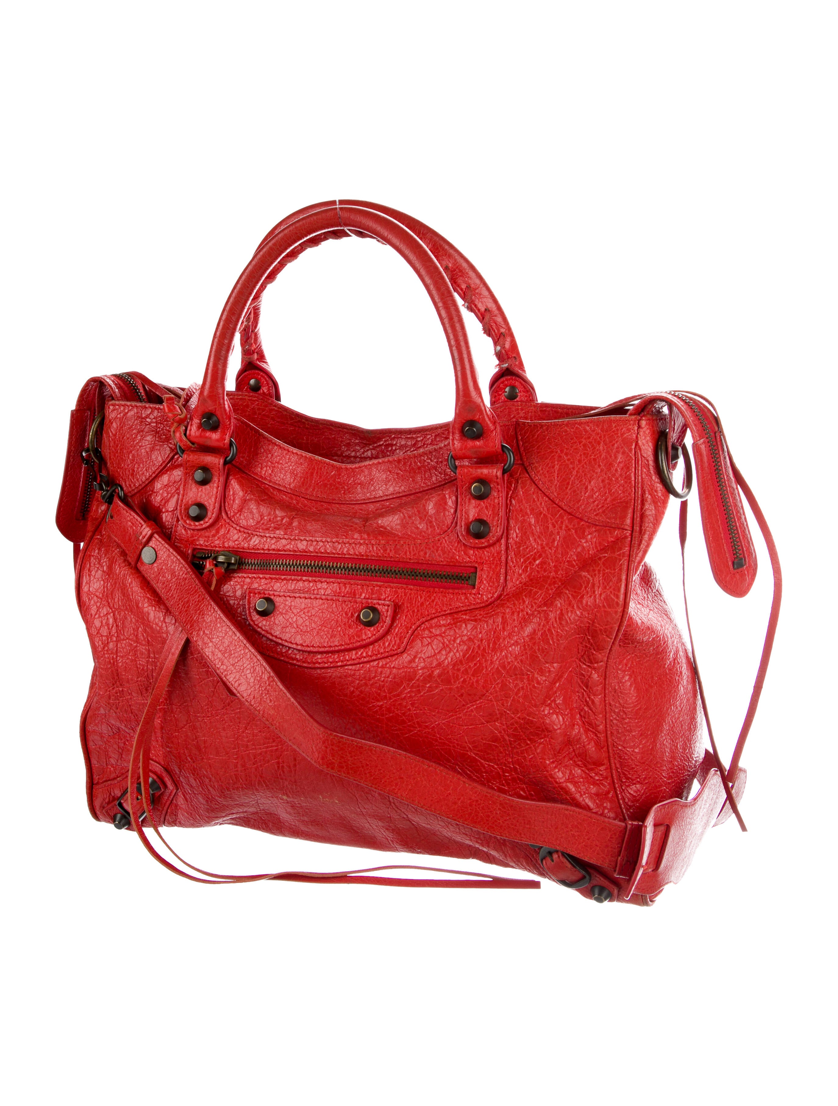 Balenciaga Motorcross Classic Velo Bag Orange Handle Bags, Handbags