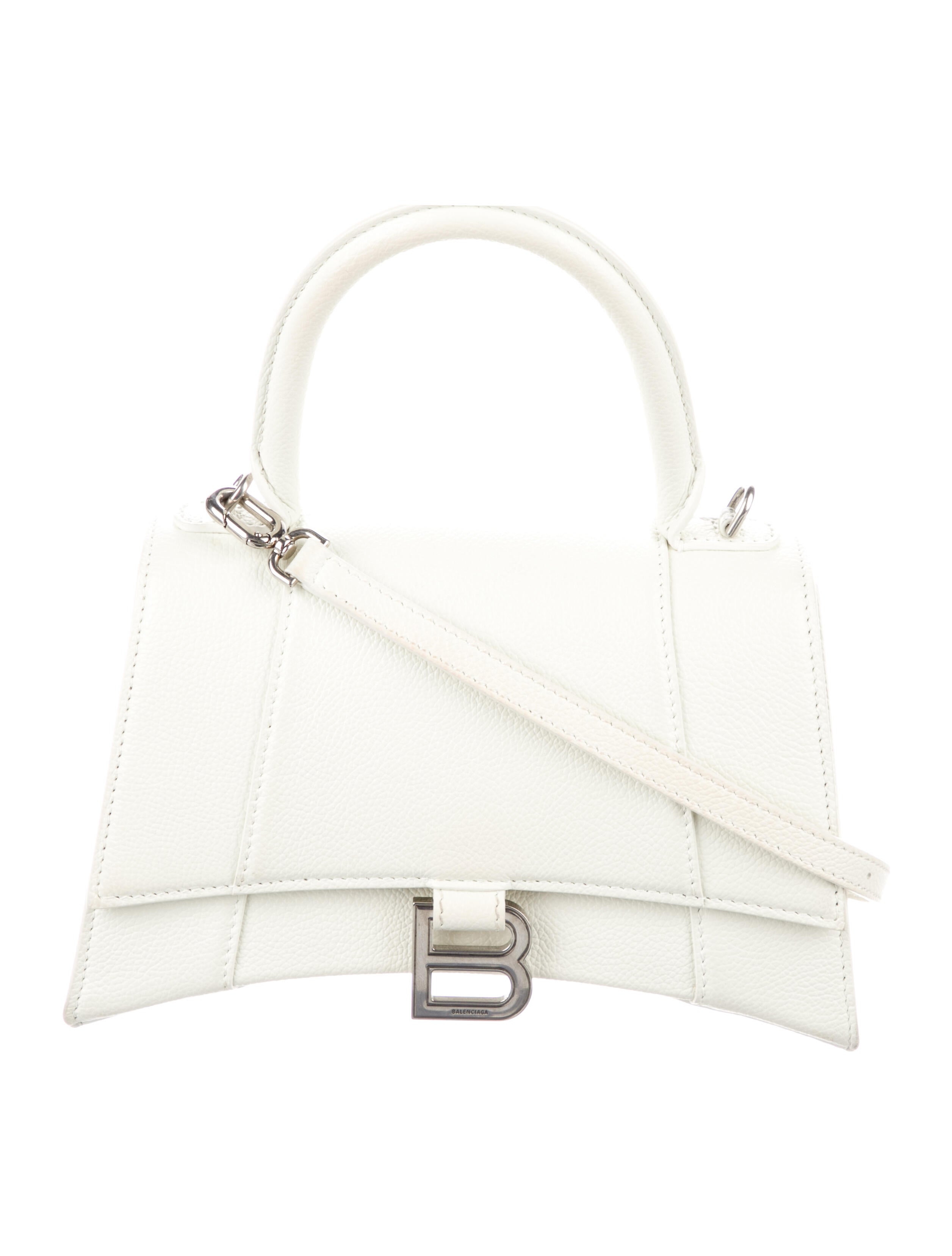 Balenciaga 2020 Hourglass S Top Handle Bag White Handle Bags