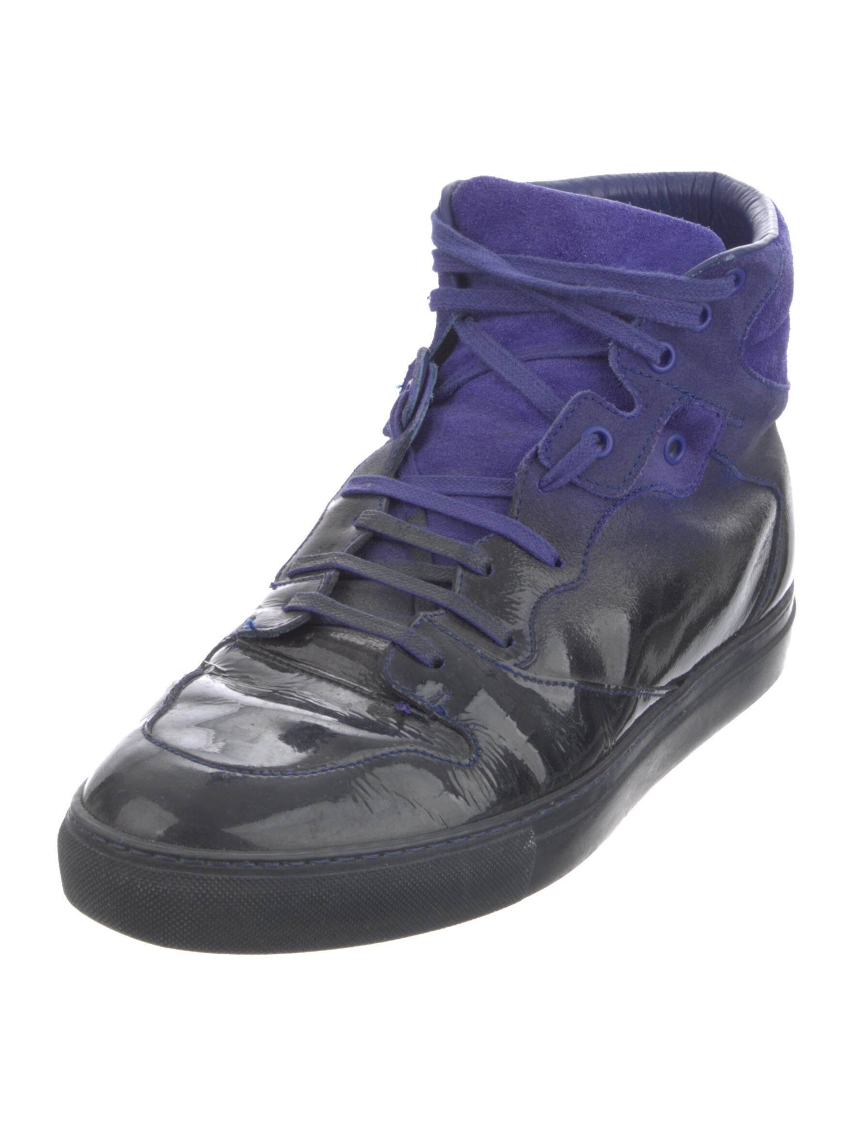 Balenciaga Patent Leather Colorblock Pattern Sneakers