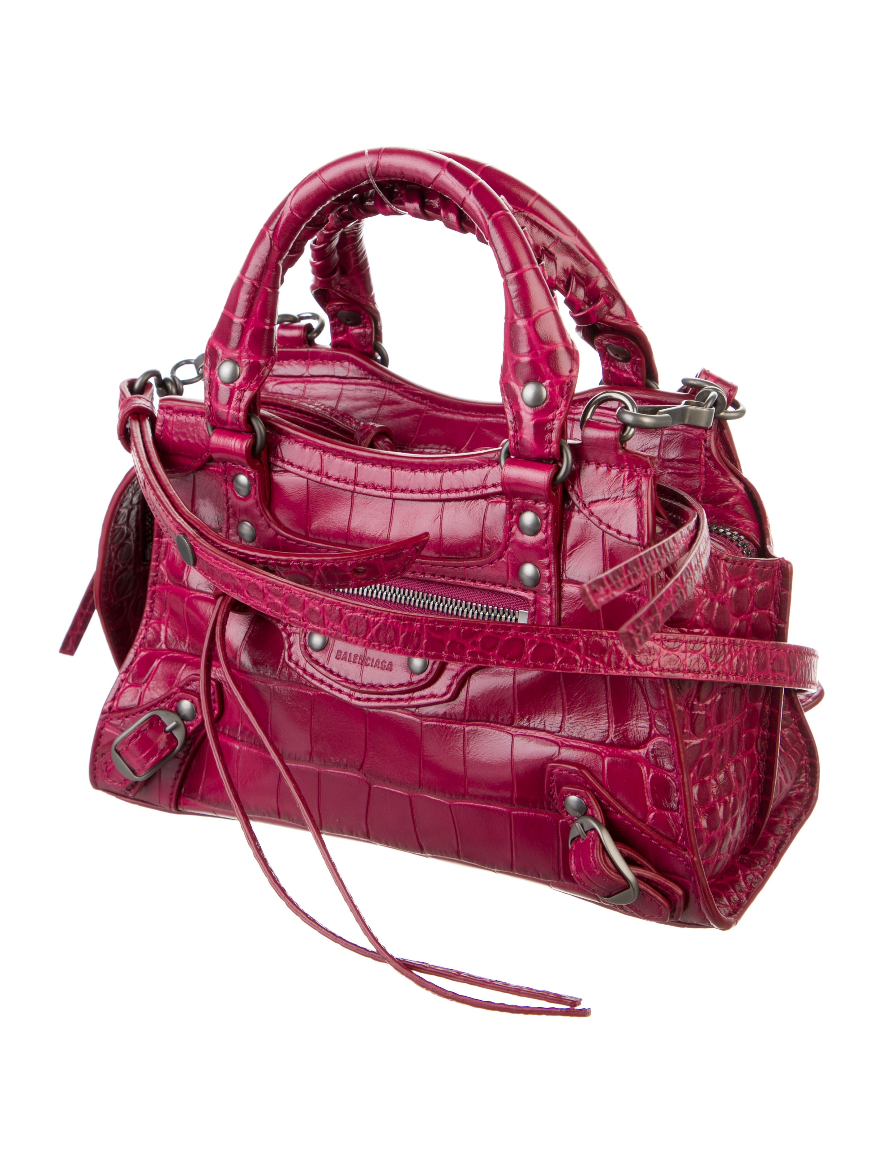 Balenciaga 2021 Embossed Neo Classic Mini Pink Crossbody Bags