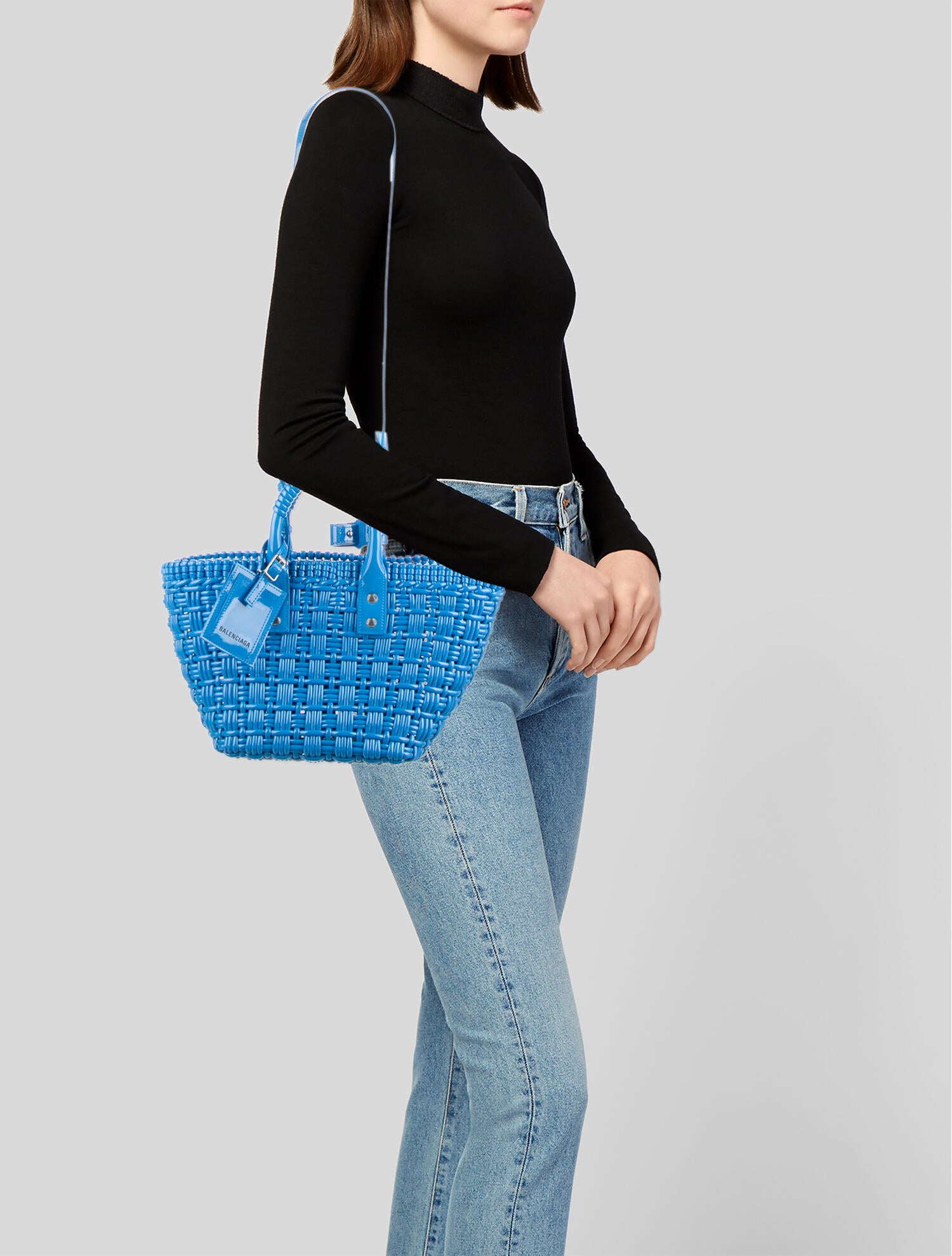 Balenciaga Bistro Panier XS Bag w/ Strap - Blue Handle Bags
