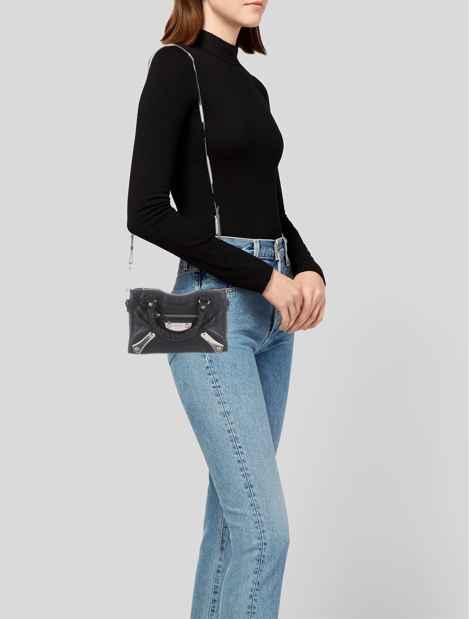 Balenciaga Motocross Metal Plate City Bag - Black Handle Bags