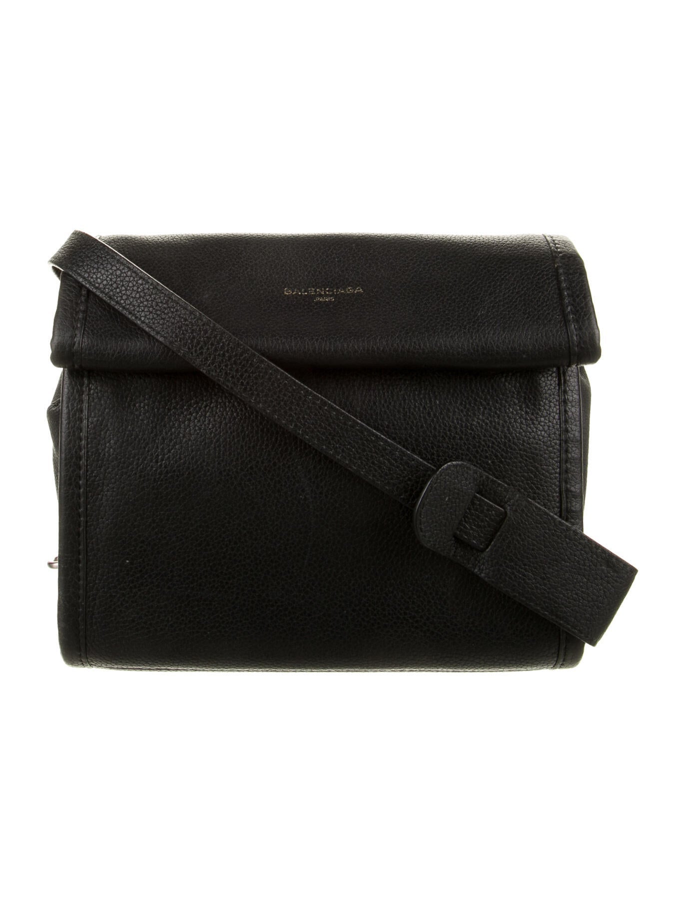 Balenciaga Leather Fold Over Crossbody Bag Black Crossbody Bags