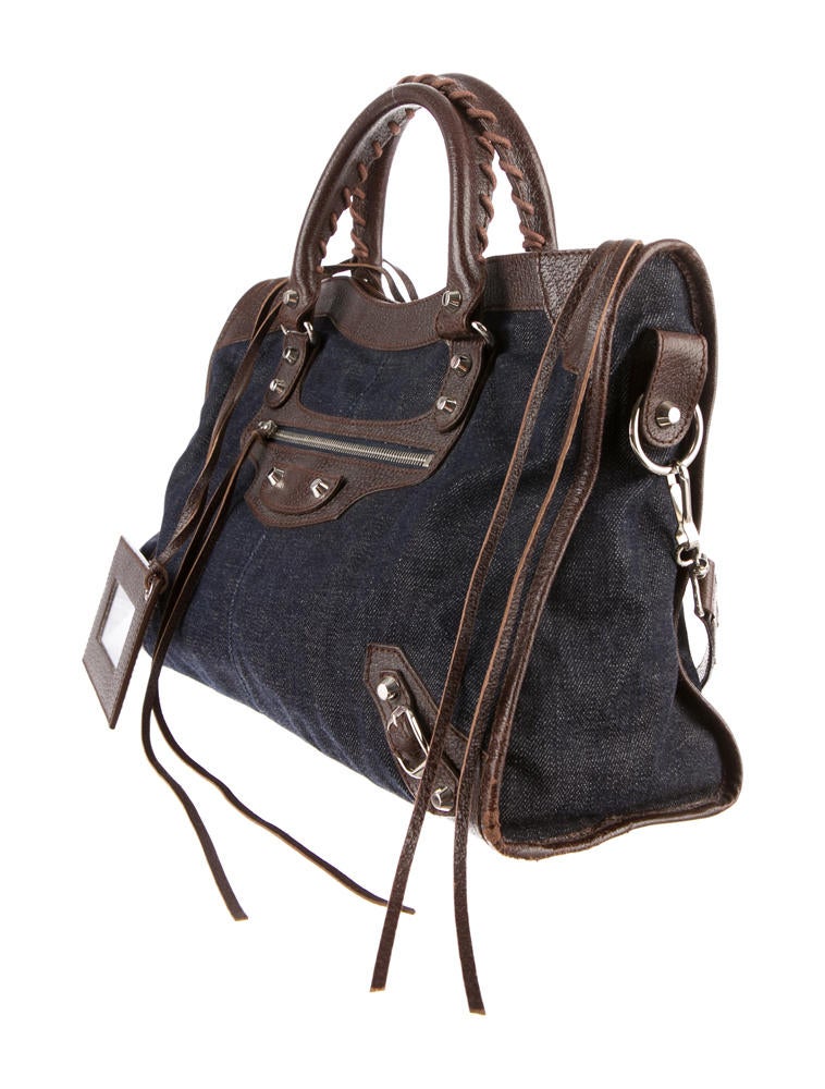 Balenciaga Motocross Denim City Bag Handbags Bal21859 The Realreal Motocross Denim City Bag