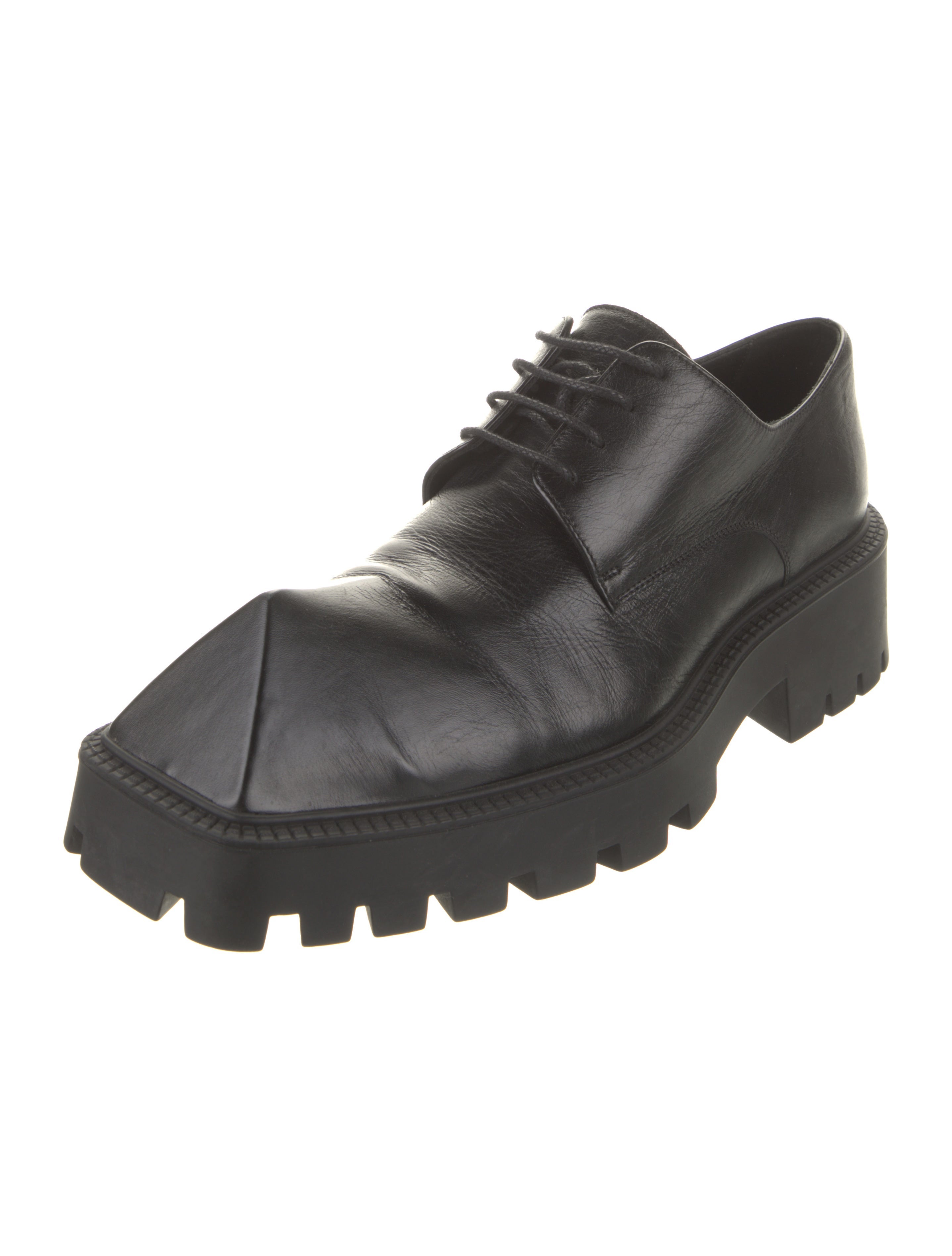 Balenciaga Rhino Leather Derby Shoes - Black Oxfords, Shoes 