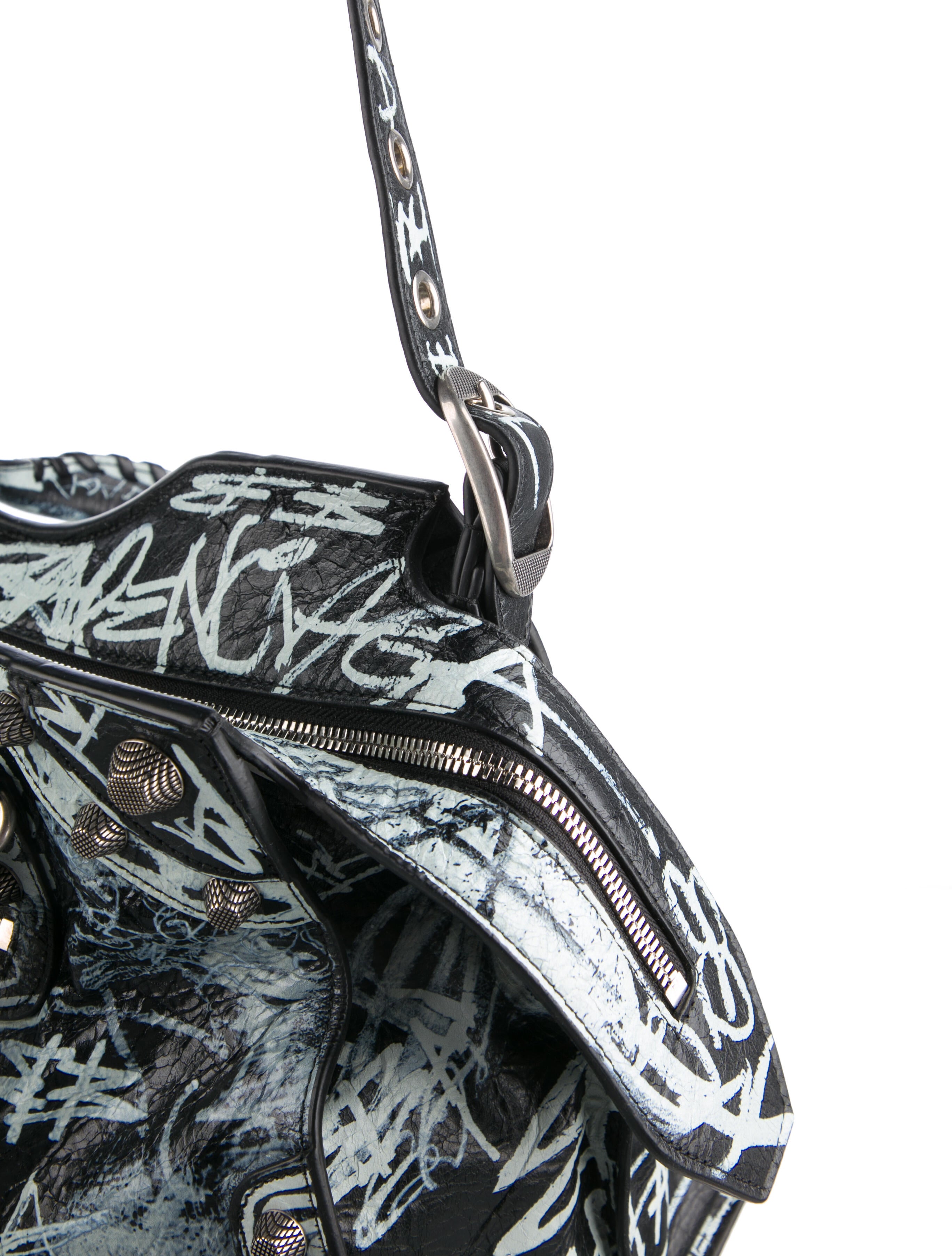 Balenciaga Neo Cagole City Graffiti Bag - Black Shoulder Bags