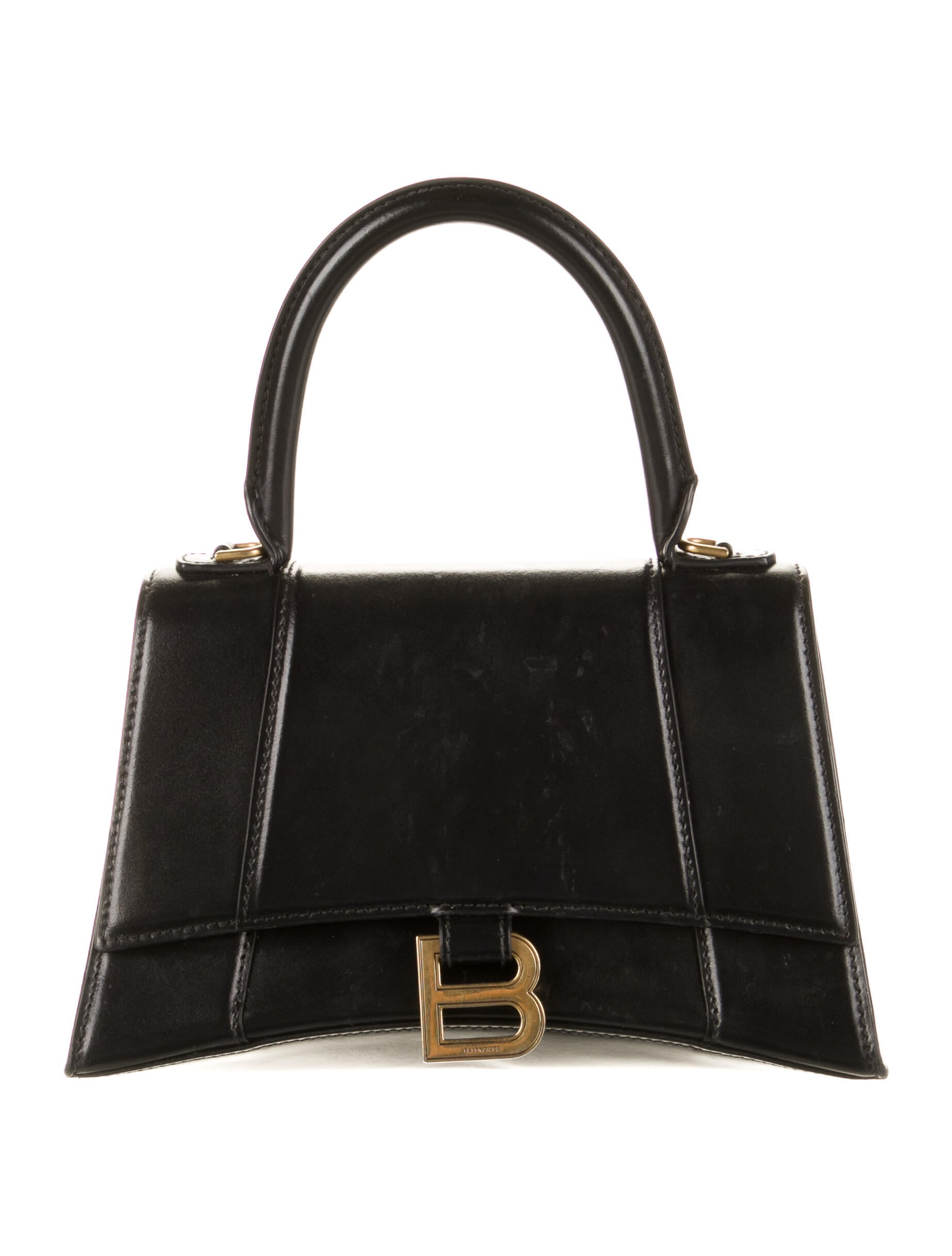 Balenciaga 2022 Embossed Hourglass Small Top Handle Bag Black Handle