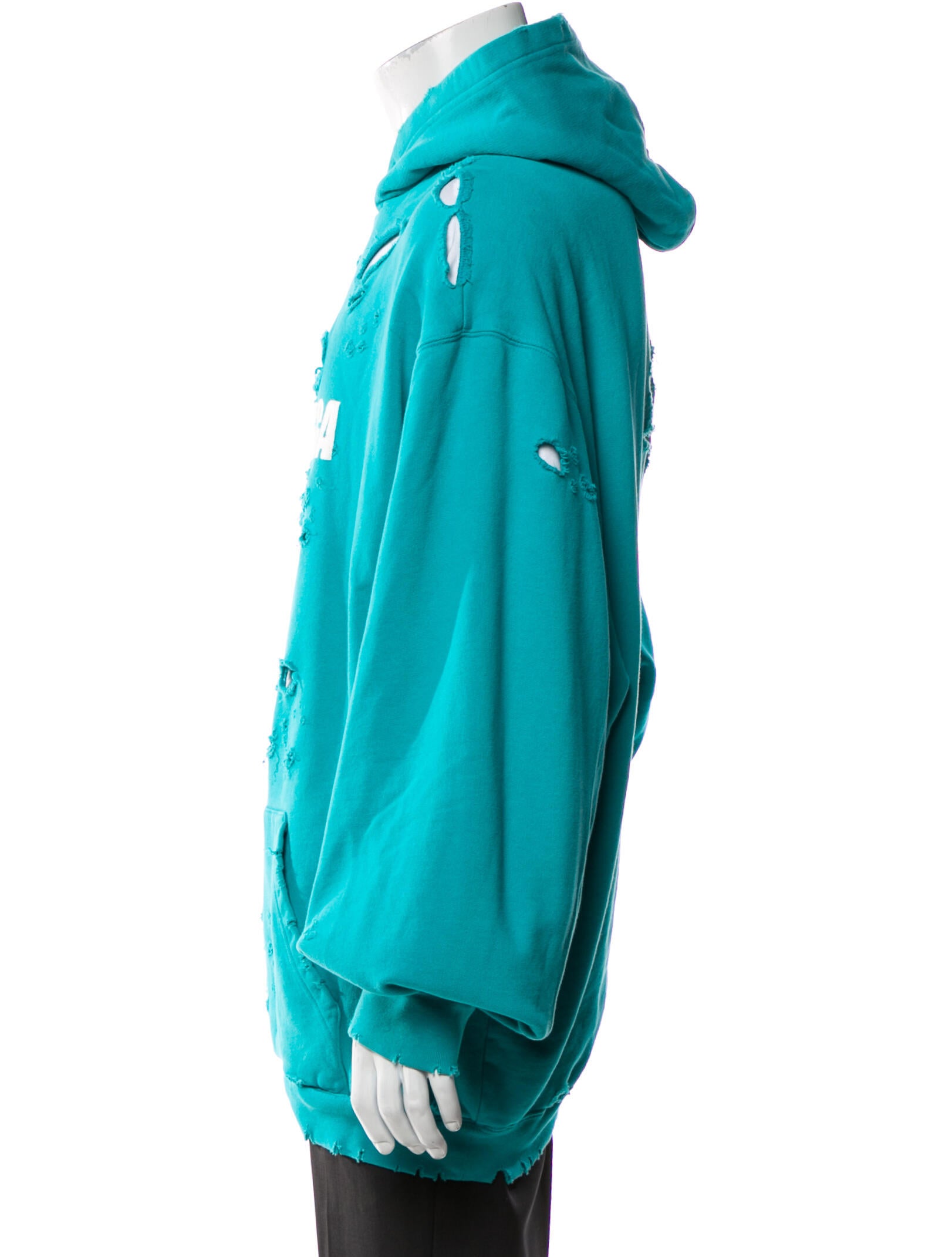 Balenciaga 2020 Unifit Layered Destroyed Hoodie - Blue Sweatshirts