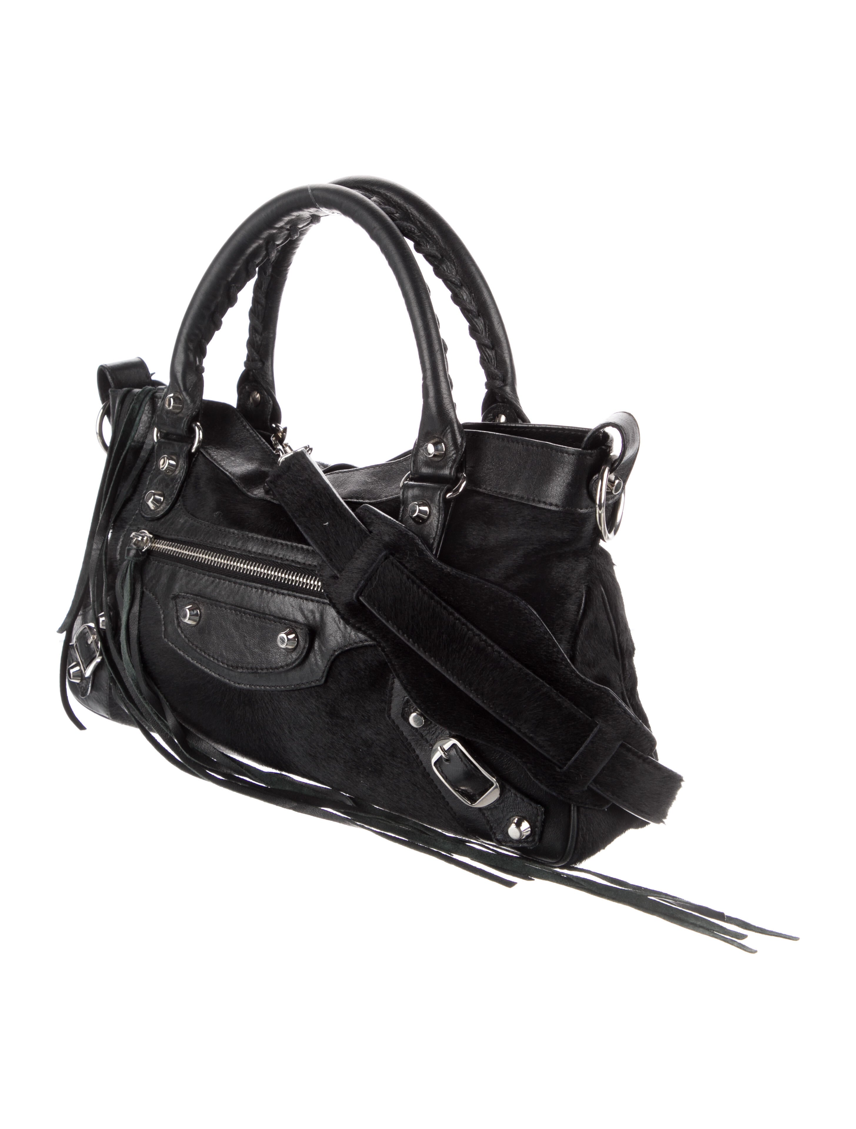 Balenciaga Motocross Classic Pony Hair First Bag - Black Handle