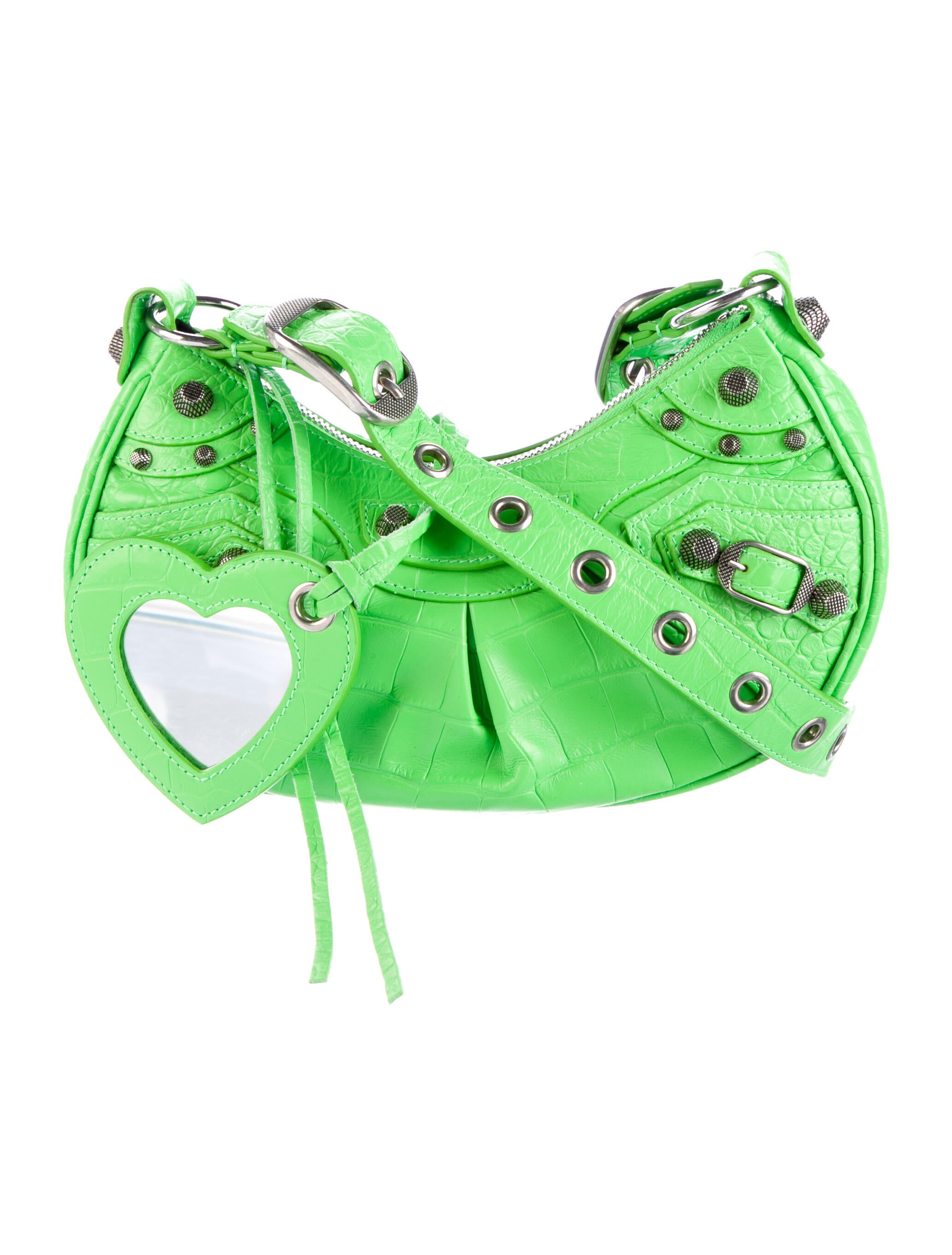 Balenciaga 2022 XS Embossed Le Cagole Shoulder Bag Green Shoulder