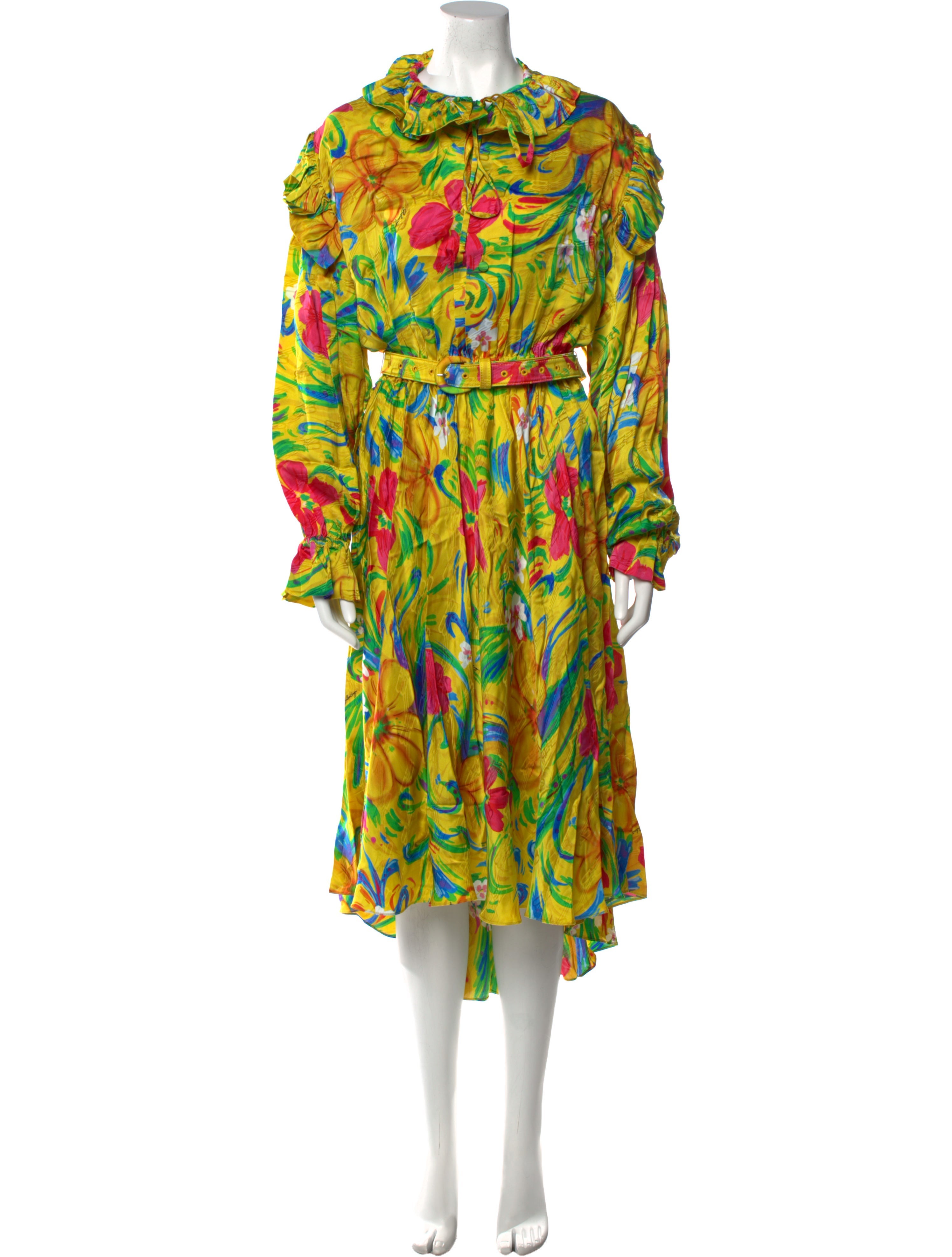 Balenciaga 2022 Midi Length Dress Yellow Dresses, Clothing