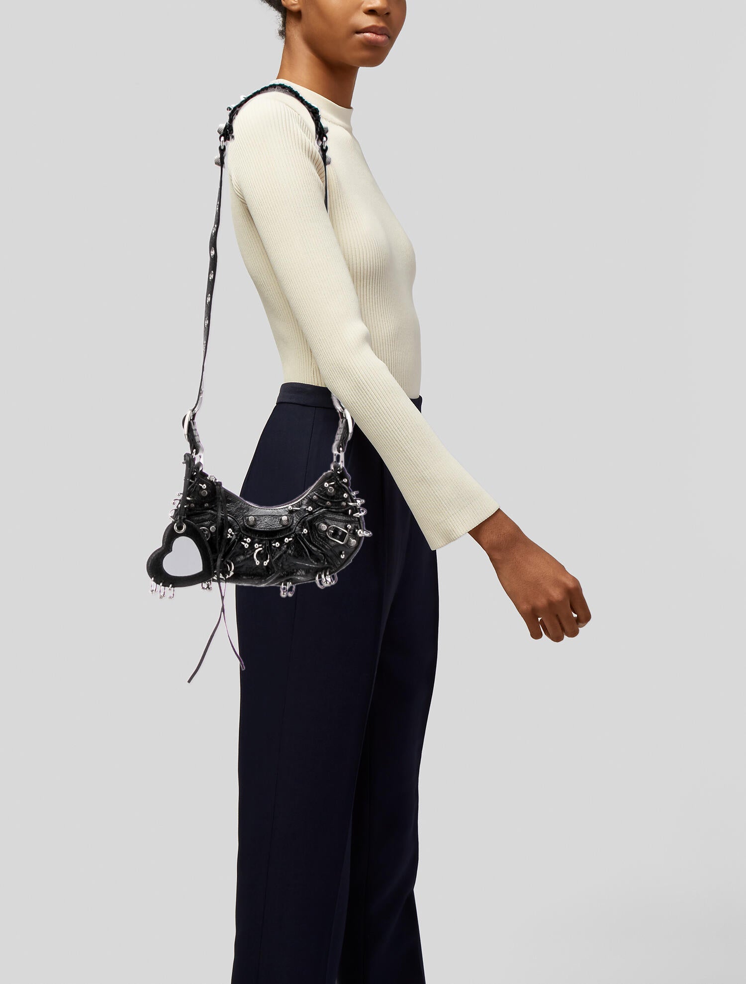 Balenciaga 2023 XS Pierced Le Cagole Shoulder Bag - Black Shoulder