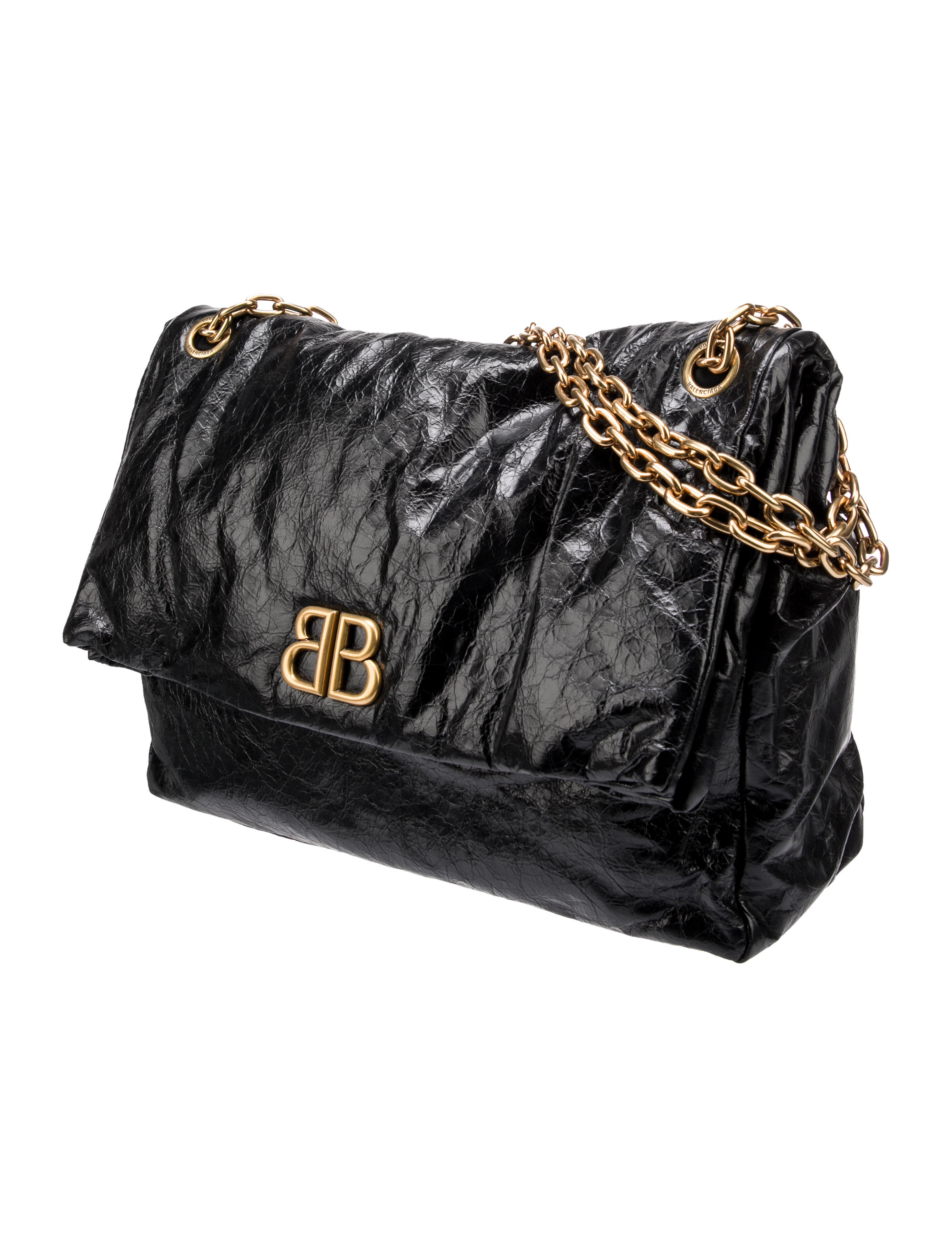 Balenciaga 2023 Monaco Large Chain Bag - Black Shoulder Bags