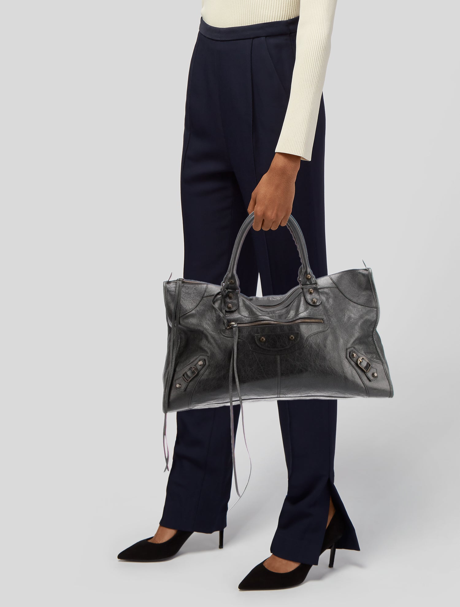 Balenciaga Motocross Classic Work Bag - Black Handle Bags