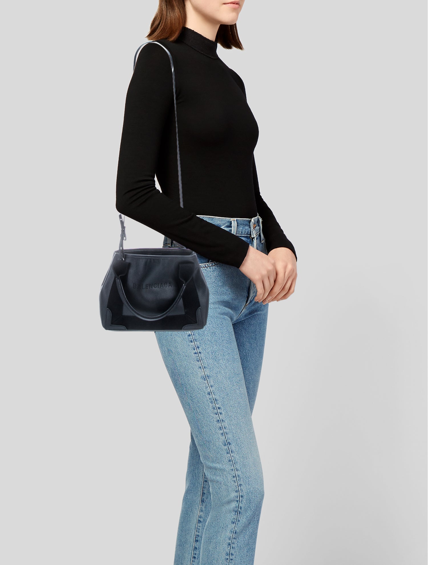 Balenciaga Navy XS Cabas w/ Pouch - Neutrals Totes, Handbags