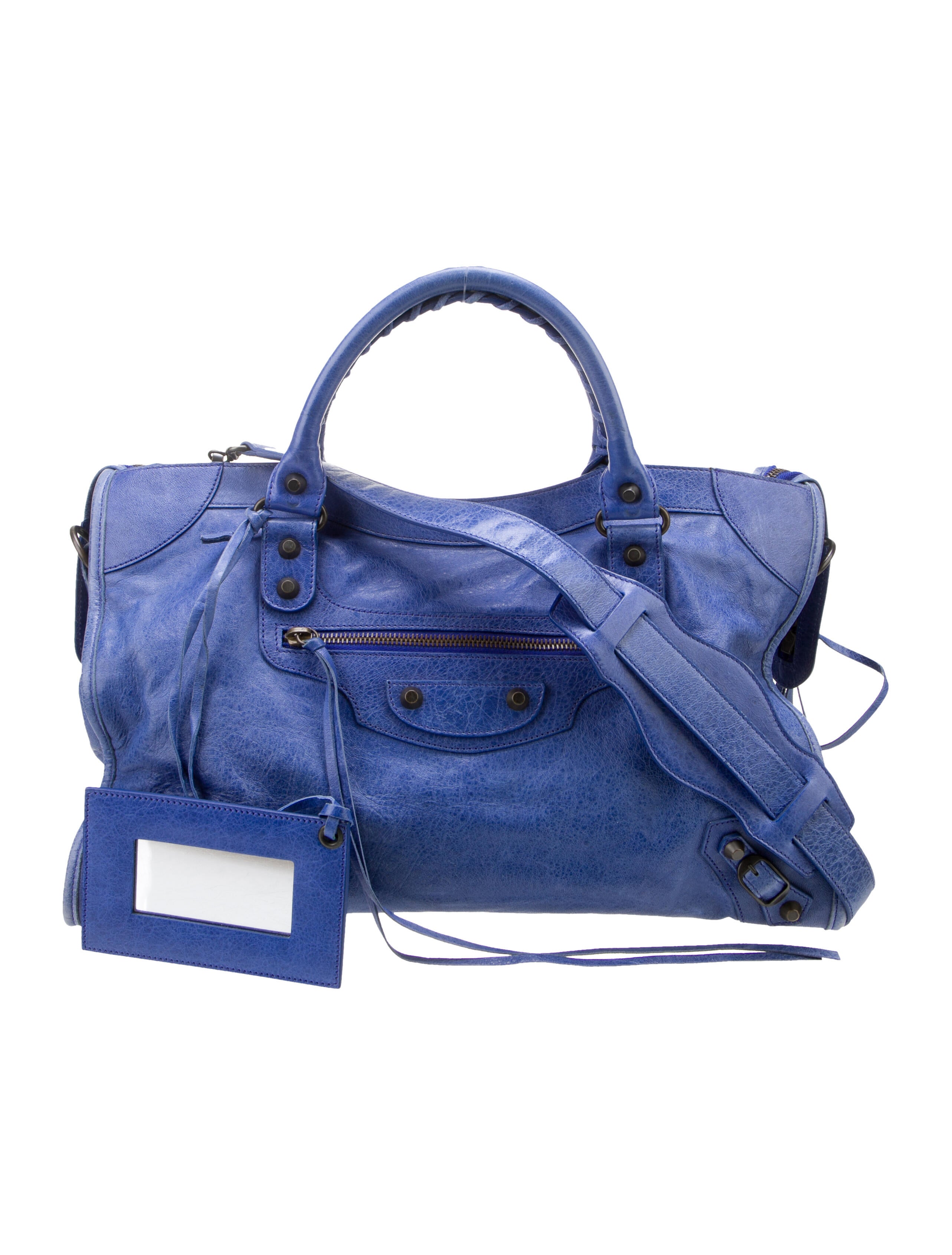 Balenciaga Agneau Motocross Classic City Bag Blue Shoulder Bags