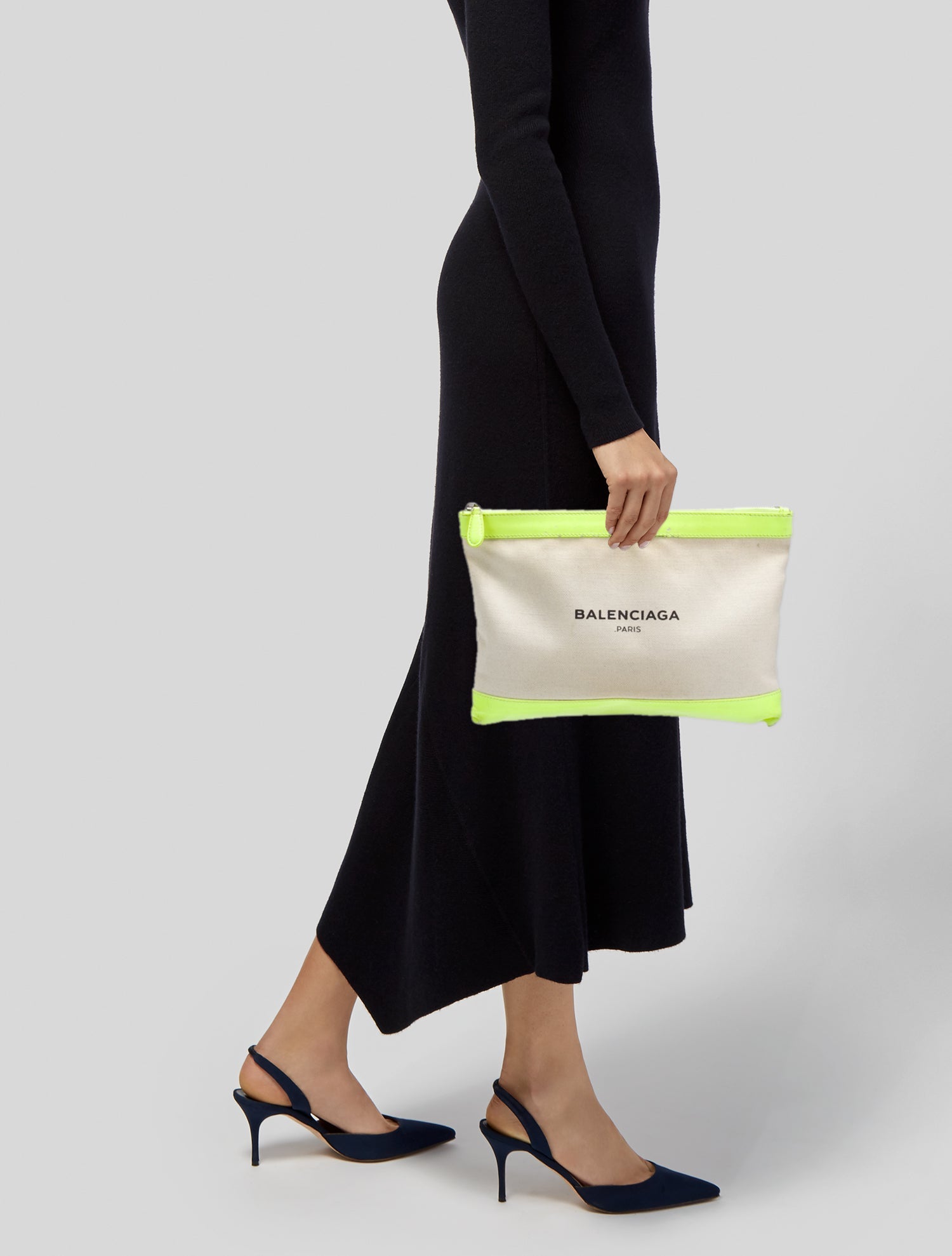 Balenciaga Navy Clip L Clutch