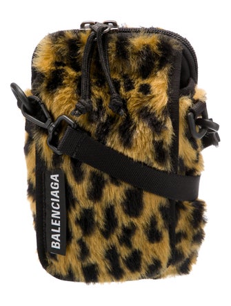 Balenciaga Faux Fur Explorer Leopard Crossbody Bag