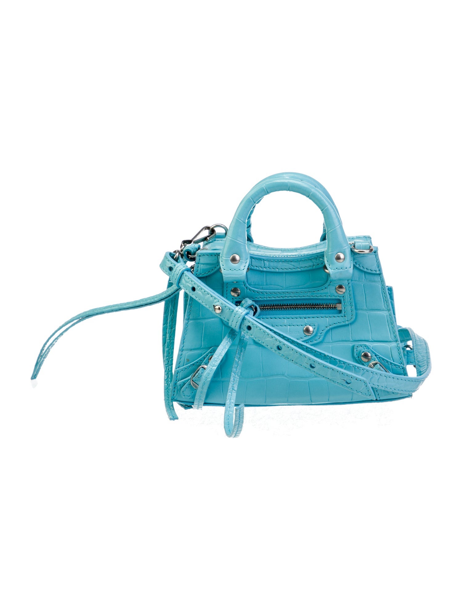 Balenciaga 2021 Embossed Neo Classic Nano City Bag Blue Mini Bags