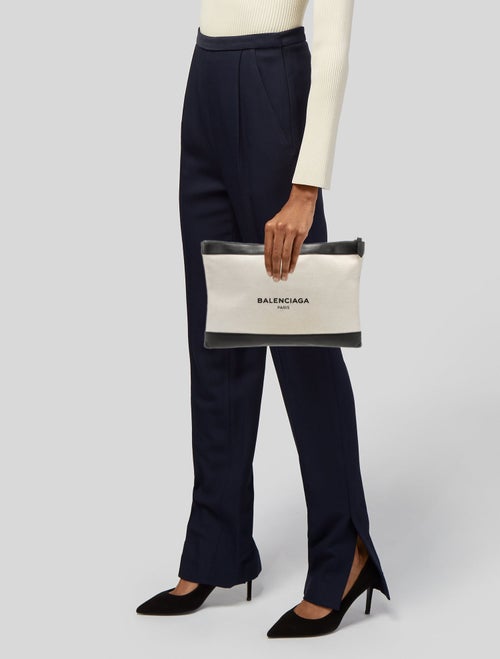 Balenciaga Navy Clip M Clutch